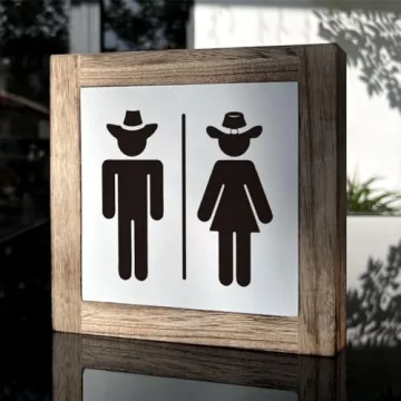 Rustic Cowboy Wooden Box Sign for Bathroom Decor