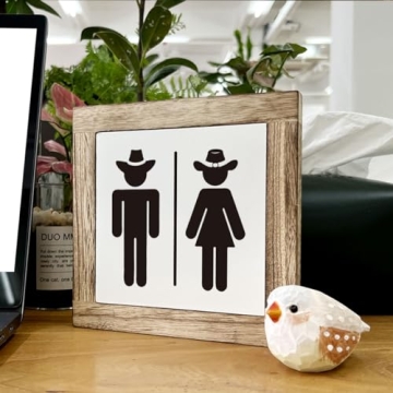 Rustic Cowboy Wooden Box Sign for Bathroom Decor