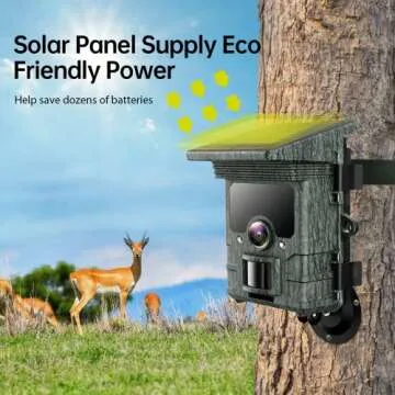 VOOPEAK Solar Trail Camera 4K 30fps - WiFi Bluetooth 46MP Hunting Game Camera - 120° Detection Angle Motion Sensor Night Vision IP66 Waterproof for Wildlife Trace