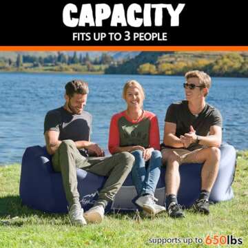 AlphaBeing Inflatable Lounger Beach Chair Accessories, Air Sofa Hammock Inflatable Couch for Camping Backyard Lakeside with Compression Sacks, Ideal Outdoor Gifts for Adults