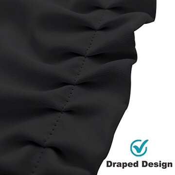 RYB HOME Black Curtain Blinds for Bedroom, Insulated Drapes for Living Room Small Window Covering, Hang Without Rod for Loft/Apartment, with 2 Ropes & Sticky Strap, Wide 40 x Long 63 inch, 2 Panels