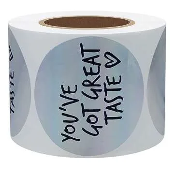 Hybsk You've Got Great Taste Stickers - Black Ink Holographic Silver Business Thank You Stickers, Shipping Stickers - 2 Inch Round 300 Total Labels