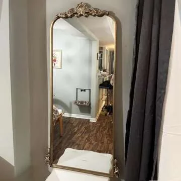 WAMIRRO Arched Mirror,Vintage Black Traditional Vintage Ornate Baroque Mirror,Antique Brass Mirror f...