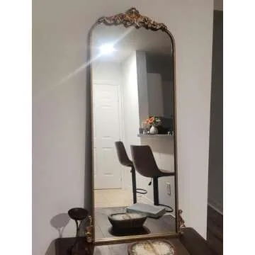 WAMIRRO Arched Mirror,Vintage Black Traditional Vintage Ornate Baroque Mirror,Antique Brass Mirror for Entryway/Fireplace/Living Room/Hallway/Bathroom.22“X48“ Gold