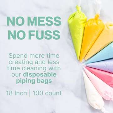 Disposable Tipless Piping Bags for Bakers - 18"