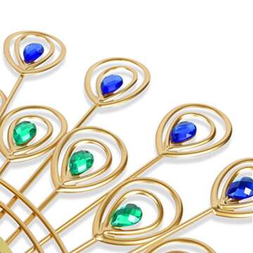 NEOTEND Large Modern Wall Clock for Living Room Decor Peacock Kitchen Big Wall Watch for Bedroom Silent Decorative Office Non Ticking Metal Wall Clock Battery Operated 20.8 Inch