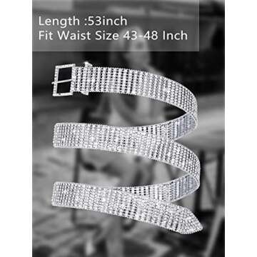 Geyoga 2 Pieces Women Rhinestone Belt for Dress Crystal Diamond Waist Belt Shiny Rhinestone Wide Waist Belt Ladies Belt