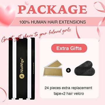 Niawigs Kinky Straight Tape In Hair Extensions Human Hair Skin Weft Tape In Extensions For Black Women