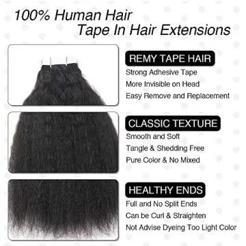 Niawigs Kinky Straight Tape In Hair Extensions Human Hair Skin Weft Tape In Extensions For Black Women