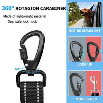 BWOGUE 2 Packs 3-in-1 Dog Seat Belt Dog Car Harness Adjustable Elastic Durable Nylon Pet Dog Cat Seat Safety Belts Vehicle Seatbelt Harness for Daily Use and Travel