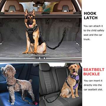 BWOGUE 2 Packs 3-in-1 Dog Seat Belt Dog Car Harness Adjustable Elastic Durable Nylon Pet Dog Cat Seat Safety Belts Vehicle Seatbelt Harness for Daily Use and Travel