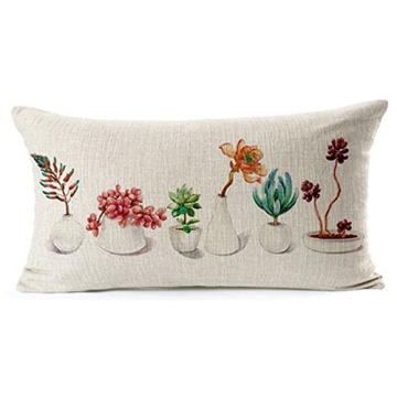 Succulent Cotton Linen Throw Pillow Cover Home Decor