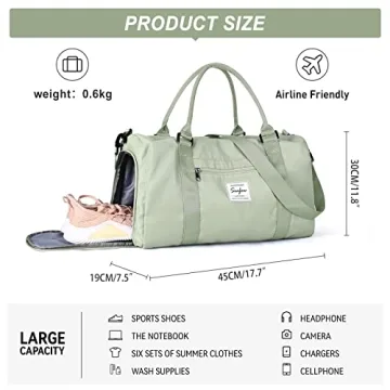 Stylish Travel Duffel Bag with Wet Pocket & Shoe Compartment