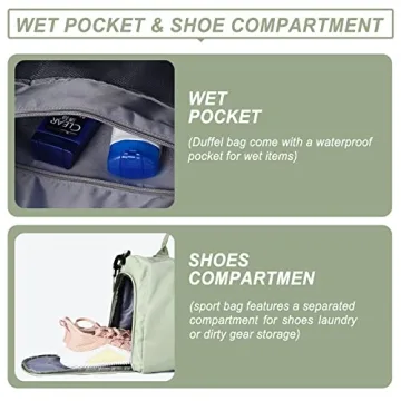 Stylish Travel Duffel Bag with Wet Pocket & Shoe Compartment