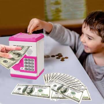 Renvdsa Electronic Piggy Bank for Kids 5 6 7 8 9 10 11 12 Year Old Girl Birthday Gifts Fun Toy for A...