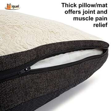 Miguel Pet Pillow Mat Bed for Large Medium Dogs, Water-Resistant/Proof Insert Cover Fur Plush Washable Removable Cover Faux Linen Durable Side Dog Up to 80lbs Dogs Crate Bed (40" Beige L)