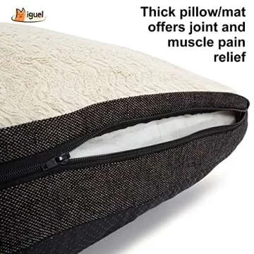 Miguel Pet Pillow Mat Bed for Large Medium Dogs, Water-Resistant/Proof Insert Cover Fur Plush Washable Removable Cover Faux Linen Durable Side Dog Up to 80lbs Dogs Crate Bed (40" Beige L)