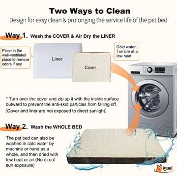 Miguel Pet Pillow Mat Bed for Large Medium Dogs, Water-Resistant/Proof Insert Cover Fur Plush Washable Removable Cover Faux Linen Durable Side Dog Up to 80lbs Dogs Crate Bed (40" Beige L)