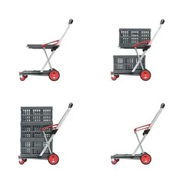 CLAX® The Original | Made in Germany | Multi use Functional Collapsible Carts | Mobile Folding Trolley | Shopping Cart with Storage Crate (Red)