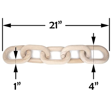 Trendy Homegoods Decorative Wood Chain Link | Modern Decorative Chain Link | Natural Hand Carved Link Chain | Coffee Table Decor | Natural | Modern Farmhouse Decor | Boho Decor Accent | Chain Decor