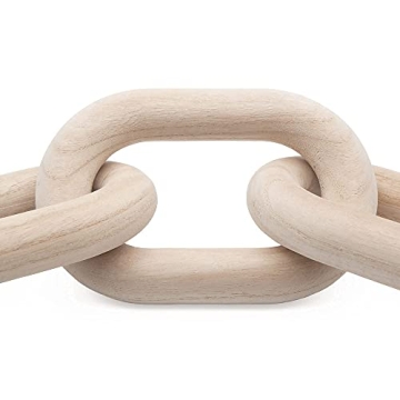 Trendy Homegoods Decorative Wood Chain Link | Modern Decorative Chain Link | Natural Hand Carved Link Chain | Coffee Table Decor | Natural | Modern Farmhouse Decor | Boho Decor Accent | Chain Decor