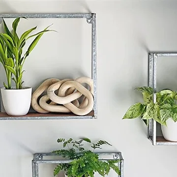 Trendy Homegoods Decorative Wood Chain Link | Modern Decorative Chain Link | Natural Hand Carved Link Chain | Coffee Table Decor | Natural | Modern Farmhouse Decor | Boho Decor Accent | Chain Decor