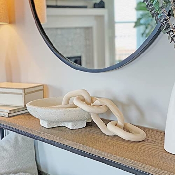 Trendy Homegoods Decorative Wood Chain Link | Modern Decorative Chain Link | Natural Hand Carved Link Chain | Coffee Table Decor | Natural | Modern Farmhouse Decor | Boho Decor Accent | Chain Decor