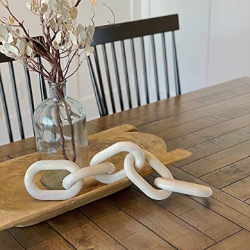 Trendy Homegoods Decorative Wood Chain Link | Modern Decorative Chain Link | Natural Hand Carved Link Chain | Coffee Table Decor | Natural | Modern Farmhouse Decor | Boho Decor Accent | Chain Decor