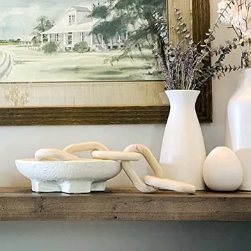 Trendy Homegoods Decorative Wood Chain Link | Modern Decorative Chain Link | Natural Hand Carved Link Chain | Coffee Table Decor | Natural | Modern Farmhouse Decor | Boho Decor Accent | Chain Decor