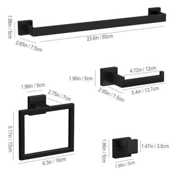 10-Pieces Matte Black Bathroom Accessories Set - Durable Stainless Steel