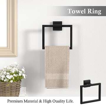 10-Piece Matte Black Bathroom Accessories Set for Home