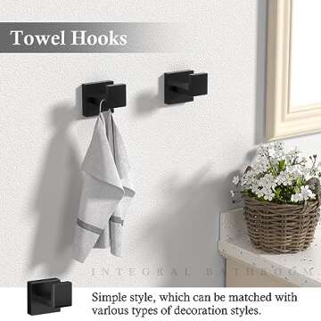 10-Piece Matte Black Bathroom Accessories Set for Home
