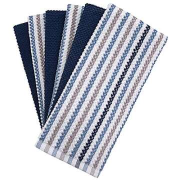 Premium Kitchen Towels (16”x 26”, 6 Pack) | Large Cotton Kitchen Hand Towels | Popcorn Striped D...
