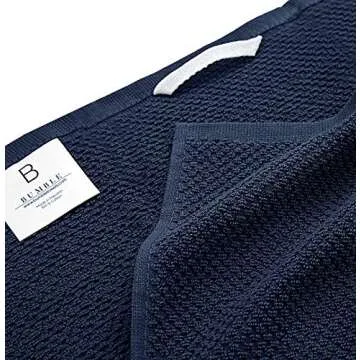 Premium Kitchen Towels (16”x 26”, 6 Pack) | Large Cotton Kitchen Hand Towels | Popcorn Striped Design | Dish Towels | 430 GSM Highly Absorbent Tea Towels Set with Hanging Loop | Blue