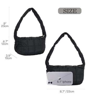 YCPURSEDN Puffer Handbags for Women - Candy Colored Small Quilted Down Satchel Bag for Walk,Shopping(Coffee)