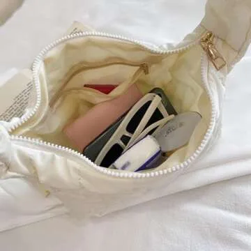 YCPURSEDN Puffer Handbags for Women - Candy Colored Small Quilted Down Satchel Bag for Walk,Shopping(Coffee)