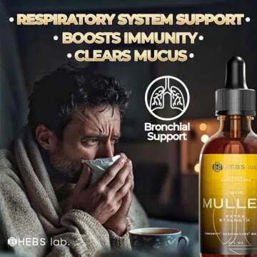 HEBS LAB. Mullein Leaf Extract for Lung Cleanse and Health - Mullein Drops Made in USA - Lung Support Supplement - Herbal Respiratory Relief - Mullein Extract Tincture 4 Fl Oz