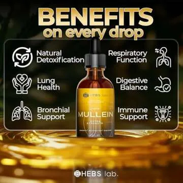 HEBS LAB. Mullein Leaf Extract for Lung Cleanse and Health - Mullein Drops Made in USA - Lung Support Supplement - Herbal Respiratory Relief - Mullein Extract Tincture 4 Fl Oz