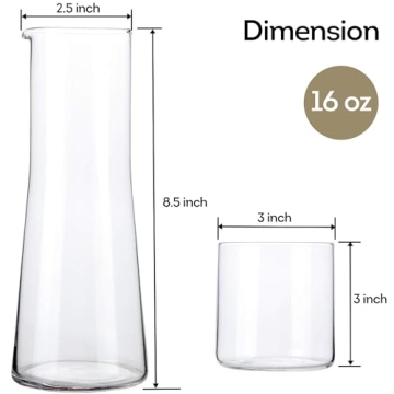 Lily's Home Stylish Bedside Carafe with Tumbler Glass