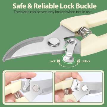 4PACK Pruning Shears, Stainless Steel Garden Shears, Sharp Handhled Gardening Scissors, Bypass & Straight Blade Garden Clippers for Plants, Flowers, Fruits Trees, Gardening Gifts for Women & Men