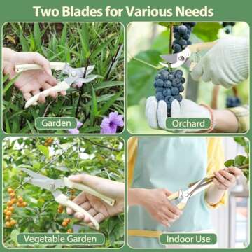 4PACK Pruning Shears, Stainless Steel Garden Shears, Sharp Handhled Gardening Scissors, Bypass & Straight Blade Garden Clippers for Plants, Flowers, Fruits Trees, Gardening Gifts for Women & Men