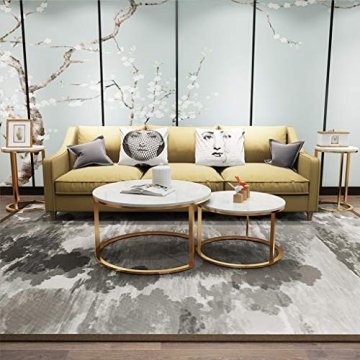 Elegant 2 Nest of Table Sets with White Marble Look