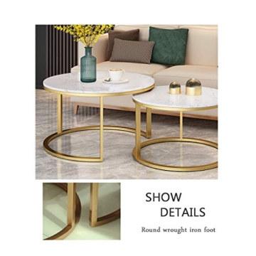 Elegant 2 Nest of Table Sets with White Marble Look