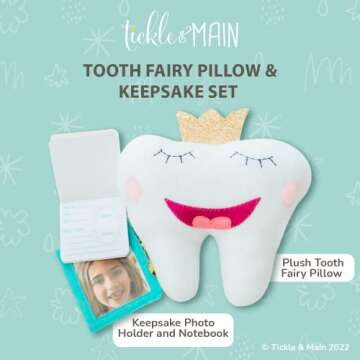 Tickle & Main 3-Piece Tooth Fairy Pillow for Girls & Boys - Includes Pocket Pillow, Dear Tooth Fairy...