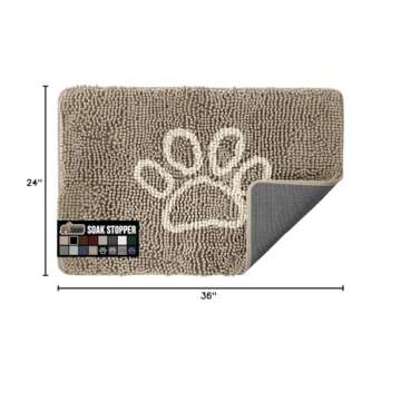 Gorilla Grip Ultra Absorbent Grippy Doormat for Muddy Dog Paws, 36x24 Machine Washable Soak Stopper ...