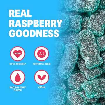 Shameless Snacks - Healthy Low Calorie Snacks, Low Carb Keto Gummies (Gluten Free Candy) - 6 Pack Sour Blue Raspberry