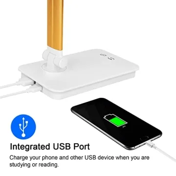 Dimmable LED Desk Lamp with USB Charging – Eye Caring & Stylish