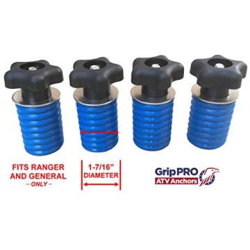 GripPRO ATV Anchors to fit Polaris Ranger Lock & Ride Knob Tie Down Anchor Kit - Set of 4