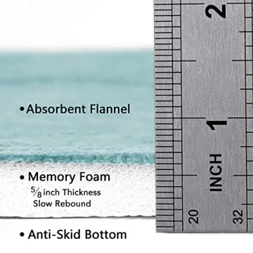 Flamingo P Memory Foam Non-Slip Bath Rug 20x32 in Aqua Green