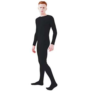 Ensnovo Black Spandex Unitard for Adults, Unisex Fit
